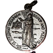 Vtg ITALY ST JOSAPHAT UKRAINIAN CATHOLIC Holy Coin Pendant ALTAR BOY EvezBeadz picture