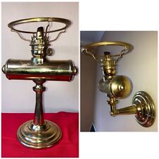 Antique Atwood Plume Brass Convertible Table Wall Sconce Kerosene Oil Lamp 1879 picture