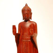 Beautiful Standing Buddha Statue ~ 14.5 Inches ~ Hand carved Hardwood Khmer Thai picture