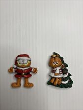 1978 ENESCO Garfield Christmas Tree Angel, Santa Suit Magnet Lot Of 2 picture