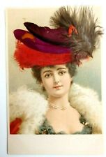 Edwardian Woman In Applied Feather Hat UNP American Art Works DB Postcard No 2 picture