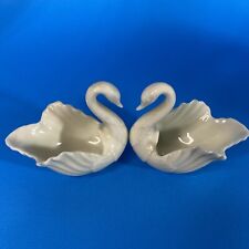 VTG  Lenox Porcelain Pair Of Swan Trincket holder White Made in USA 2