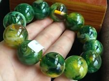20mm Certified Natural Mexico Sky Green Amber Beads Stretch Bracelet 2159 picture