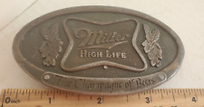Vtg 1975 Miller High Life Belt Buckle ~ Built in Bottle Opener ~ Bergamot Brass picture