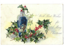 c.1907 Best Wishes For Merry Christmas Holly Raphael Tuck & Sons Postcard POSTED picture