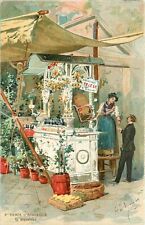 Postcard C-1905 Italy Street Vendor flowers undivided FR24-2830 picture