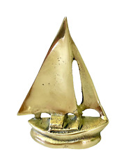 Mid Century Modern Genuine Solid Brass Sail Boat Paperweight Nautical Decor 4