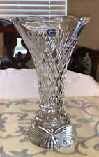 THOMAS JAMES CZECH FULL LEAD CRYSTAL VASE 10” MOUTH BLOWN HAND CUT SIGNED NWT picture