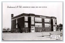 RPPC Grade and High School Building Underwood North Dakota ND UNP Postcard R20 picture