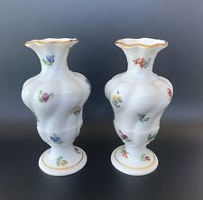 Antique A pair of 1900’s Nymphenburg Hand Painted Porcelain Bud Vases  4.5