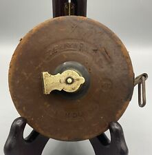 Vtg The Lufkin Rule Co Measure 50Ft Leather Covered Improved Metallic Cloth Tape picture