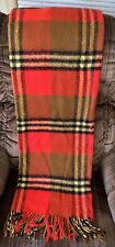 vintage TROY leisure blanket wool red plaid Fringe Throw Stadium Cover 54x52in picture