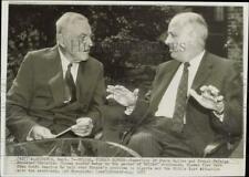 1957 Press Photo State Secretary Dulles and Christian Pineau confer in D.C. picture