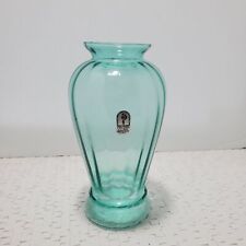 Vintage Pilgrim Glass Light Teal Green Empire Ribbed Urn Shaped Vase 7 1/4