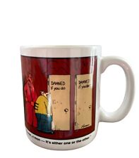 Vintage 1985 The Far Side Gary Larson Damned If You Do Devil Hell 12 Oz. Mug picture