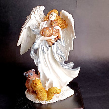Vintage Angel Figurine Ashley Belle Standing Holding Deer Bear Squirrel Glitter picture