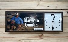 VTG Philip Morris Marlboro Cigarette Lighted Wall Clock Sign w/ Smoking Cowboy picture