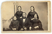 CIRCA 1880'S CDV  Family of 5 Civil War Stamp Phipps & Brother Fentonville, MI picture