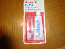 Vintage NOS AMES TRAVEL TOOTHBRUSH AND CREST TOOTHPASTE picture