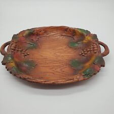 Multi Products Inc Faux Wood Tray Platter with Grape Clusters and Leaves 1958 picture