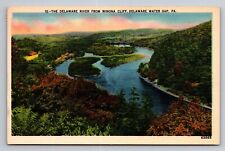 Delaware River Winona Cliff Water Gap Pennsylvania Posted 1943 Linen Postcard picture