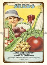 1925 ACME Seed Company vegetable farm girl metal tin sign house decoration picture