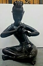 Antique Bronze Woman Female Statue Playing Instrument Large 20''  picture