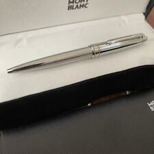 New Authentic Montblanc 2866 Meisterstuck Ballpoint Pen Grid like Silver 164 picture