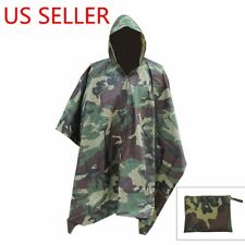 New US Military Woodland Wet Weather Raincoat Poncho Camping Hiking Camo picture