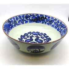 Chinese Bowl Antique Blue and White Flowers Birds Geometric  picture