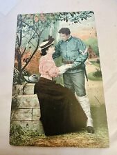 Antique Postcard Romance Love Soldier Boy Says Goodbye to Girlfriend  #529 picture