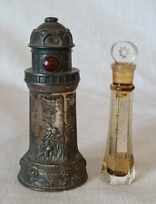 Antique 1908 Dralle Illusion perfume crystal bottle in silver lighthouse empty picture