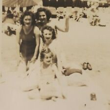Vintage 1940s B&W Photo Women & Little Girl on Beach Family Photos Phila. Area picture