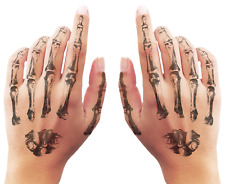 SET Realistic Gothic SKELETON HAND BONES Halloween Temporary Fake Tattoos Makeup picture
