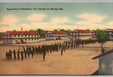 FORT MEADE Maryland Postcard Army Personnel Inspection MD George Military picture