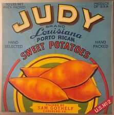 Antique Vintage 1930s Judy Sweet Potatoes Crate Label, Carencro, LA picture