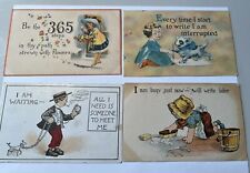 Lot Of 4 Antique Humorous Greetings Postcards Posted 1914 1915 picture