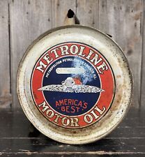WOW 20s 5 Gal Metroline Motor Oil Gas Service Station Rocker Can “flying Car” picture