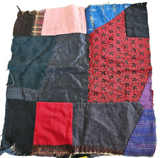 Antique Crazy Quilt Piece Block Hand Pieced Patchwork Early Fabrics Folk Art B picture
