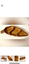 VTG MCM Monkey Pod Wood 3-Section Divided Snack Tray Pod Pea Shape Philippines picture