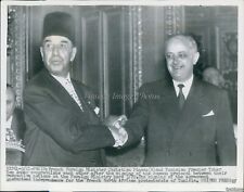 1956 Christian Pineau France, Tahar Ben Ammar Of Tunisia Politics Wirephoto 7X9 picture