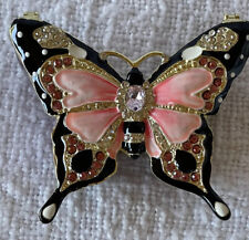 Ciel Collectables Jeweled Butterfly PinkTrinket Box Made with Swarovski Crystals picture