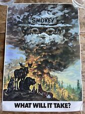 Vintage 1986 Smokey Bear poster USA forest color what will it take? Deadstock picture