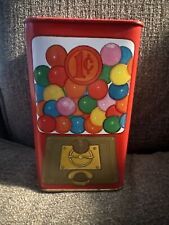 Vintage Hallmark Tin Metal Bank Gumball Machine Print Red Colorful Collectible picture