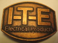 Rare Vintage I-T-E Electrical Products Brass Belt Buckle made in USA picture