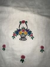 VINTAGE HAND EMBROIDERED FLOUR SACK POUCH FLORAL DESIGN picture