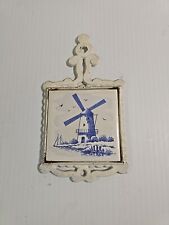 Vintage Ceramic and Iron Windmill Trivet Made In Japan Kitchen Decor picture