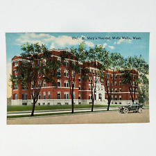 Walla Walla St Mary's Hospital Postcard c1915 Washington State Old Car C3285 picture