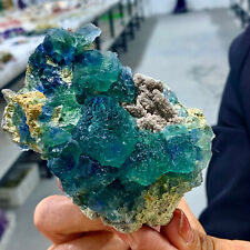 349G Rare transparent BLUE-GREEN cubic fluorite mineral crystal sample/China picture