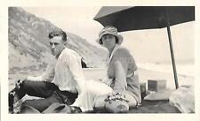 A DAY AT THE BEACH Found ANTIQUE PHOTO Original BLACK AND WHITE Snapshot 29 49 I picture